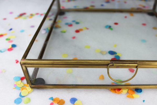 Fotobox ideefabriek cadeau cadeaubox glazen box goud 20 x 20 voorbeeld
