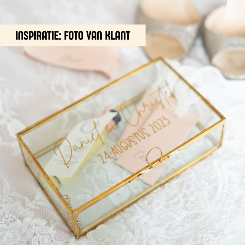 Ideefabriek memorybox bruiloft goud gepersonaliseerd bruidspaar gastenboek giftbox