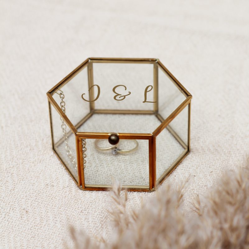 Ringbox Ideefabriek ringdoosje glazen gepersonaliseerd initialen trouwringen klein