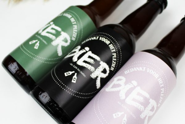 bedankt voor het plezier bier ideefabriek trouwbedankje trouwen roze groen zwart
