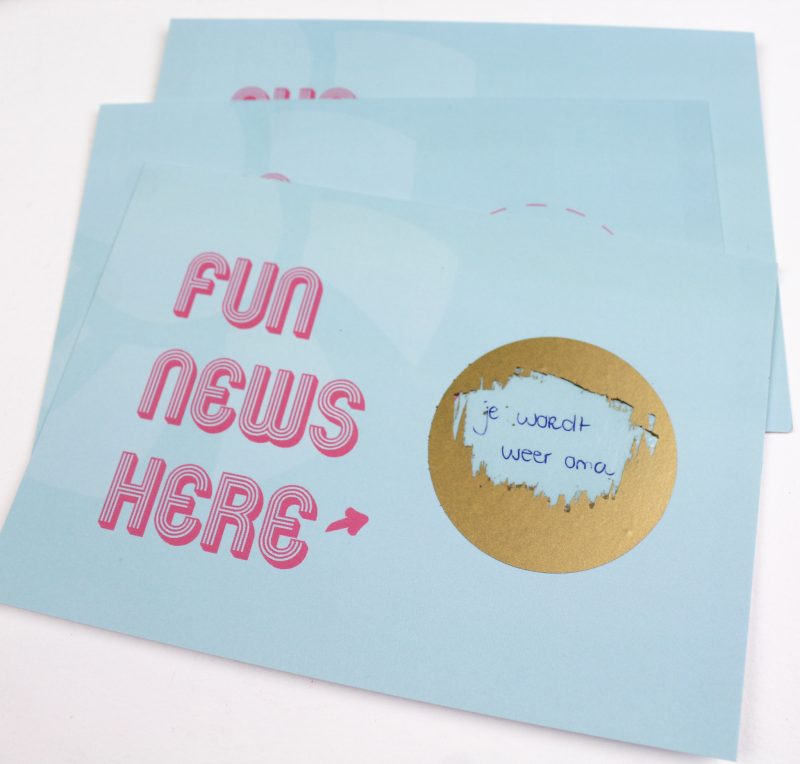 kraskaart kraskaarten fun news here aankondiging zwangerschapsaankondiging ideefabriek voorbeeld