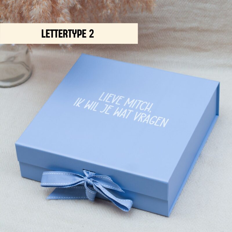 Ideefabriek cadeaubox l met strik blauw gepersonaliseerd bedrukt cadeau giftbox persoonlijk