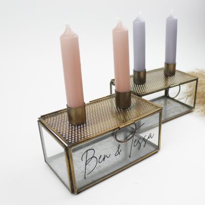 glazen kaarsenbox ideefabriek gepersonaliseerd voorbeeld kaarsen cadeau dierbare