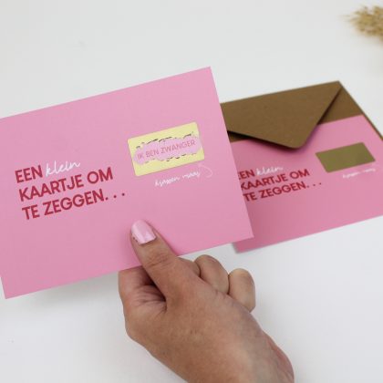 Kraskaart zwanger zwangerschapsaankondiging ik ben zwanger roze ideefabriek