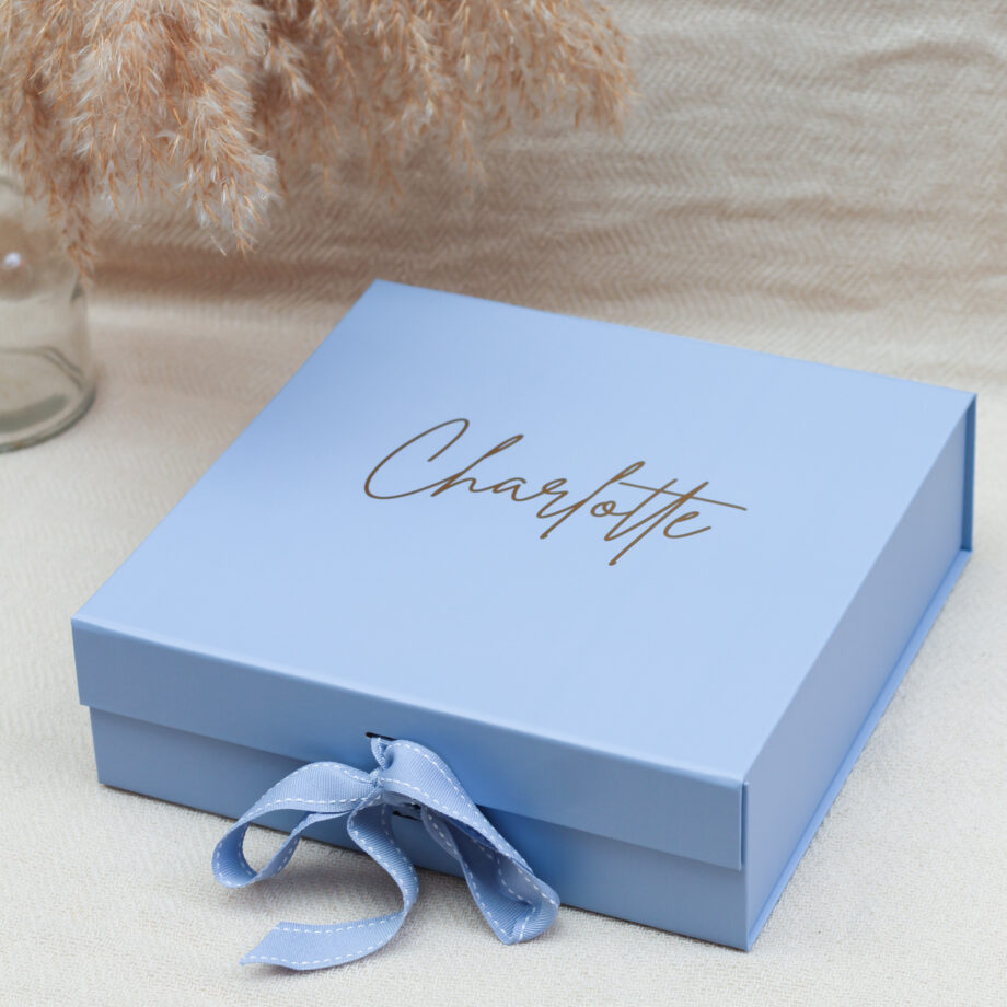Ideefabriek cadeaubox giftbox gepersonaliseerd met strik ideefabriek blauw