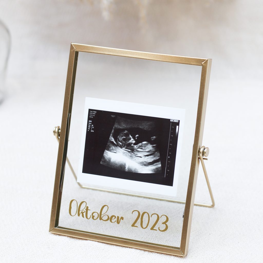 Ideefabriek fotolijst staand goud gepersonaliseerd persoonlijk gedrukt foto zwangerschapsaankondiging