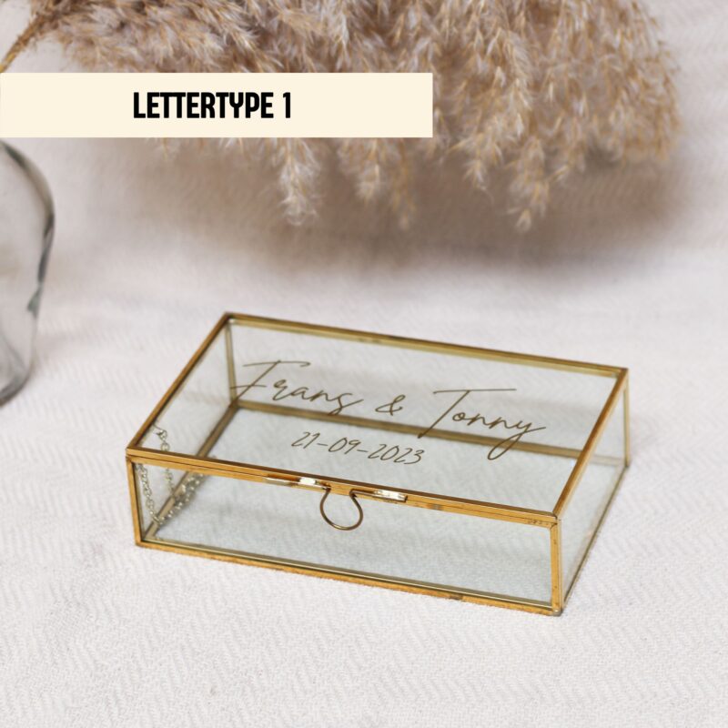 Ideefabriek memorybox goud m gepersonaliseerd bruiloft gastenboek trouwdatum herinnerinsbox