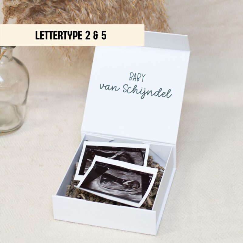 Ideefabriek onthullingsbox zwangerschapsaankondiging gepersonaliseerd cadeaubox echo echofoto's onthulling