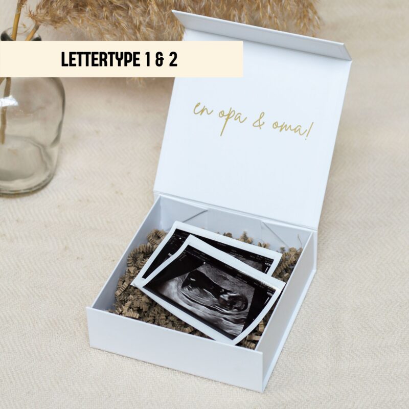 Ideefabriek onthullingsbox zwangerschapsaankondiging gepersonaliseerd cadeaubox jullie worden opa en oma echofoto echo