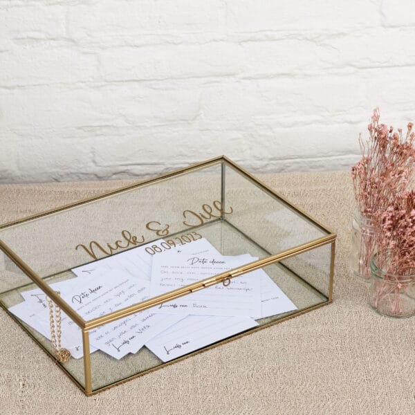 gastenboek date ideeën gastenboeken bruiloft gepersonaliseerd alternatief memory glazen gouden box