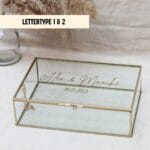 Ideefabriek memory box L goud glazen box bedrukt gepersonaliseerd trouwen gastenboek enveloppenbox huwelijk