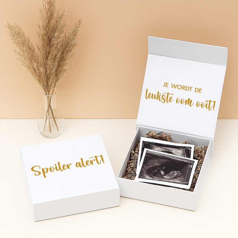 CB-29 Ideefabriek cadeaubox S je wordt de leukste oom ooit zwanger zwangerschapsaankondiging broer echofoto