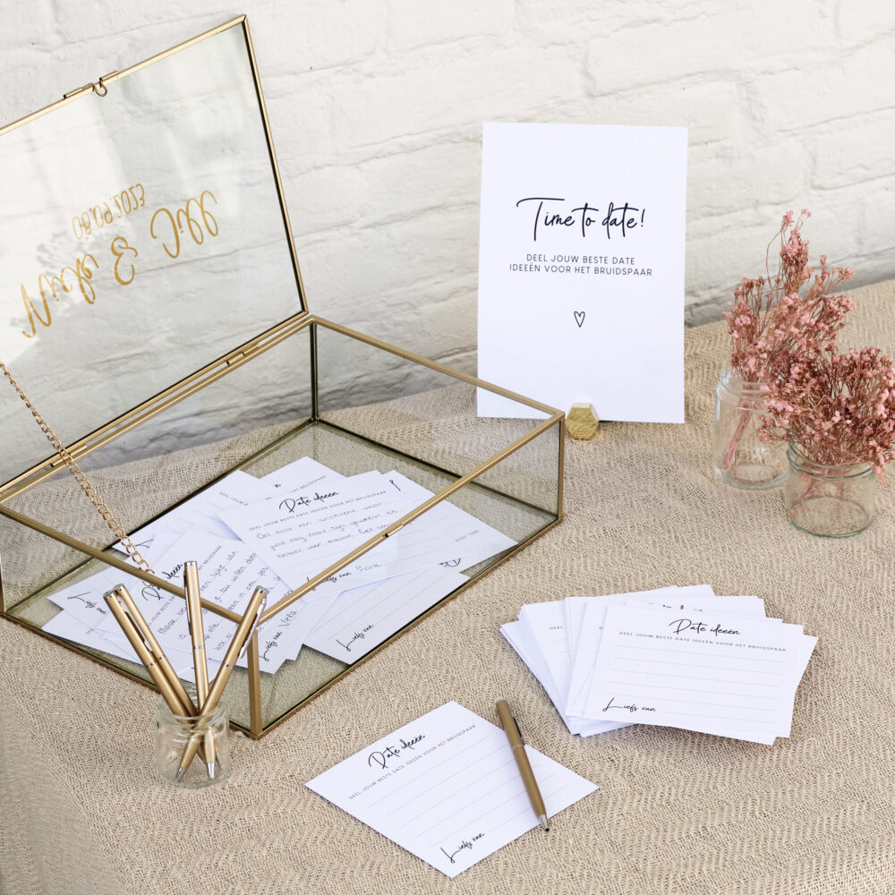 Gastenboek date ideeen gastenboekset Ideefabriek bruiloft gepersonaliseerd box alternatief adviezen trouwen