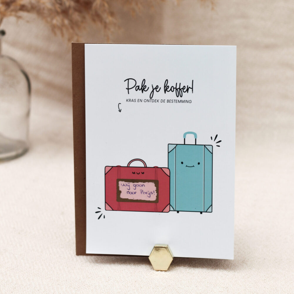 kraskaart pak je koffer cadeau weekend weg