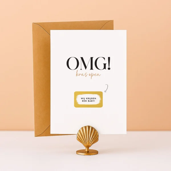 KR-12 Ideefabriek kraskaart OMG zwanger zwangerschapsaankondiging wij krijgen een baby zwanger krassen kaart