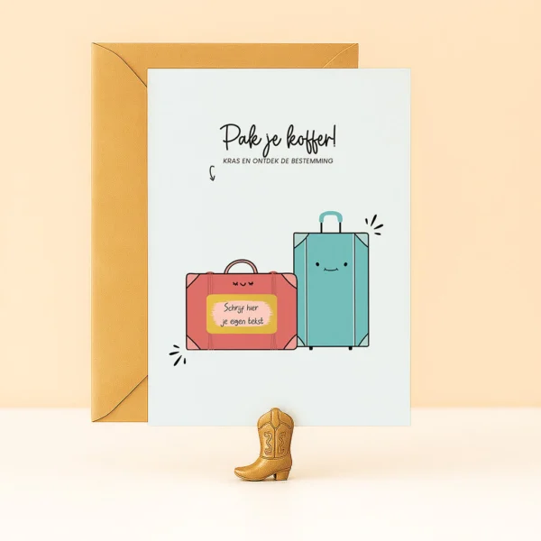 KR-24 Kraskaart pak je koffer cadeau weekend weg nachtje weg man vrouw vriend vriendin partner verrassen
