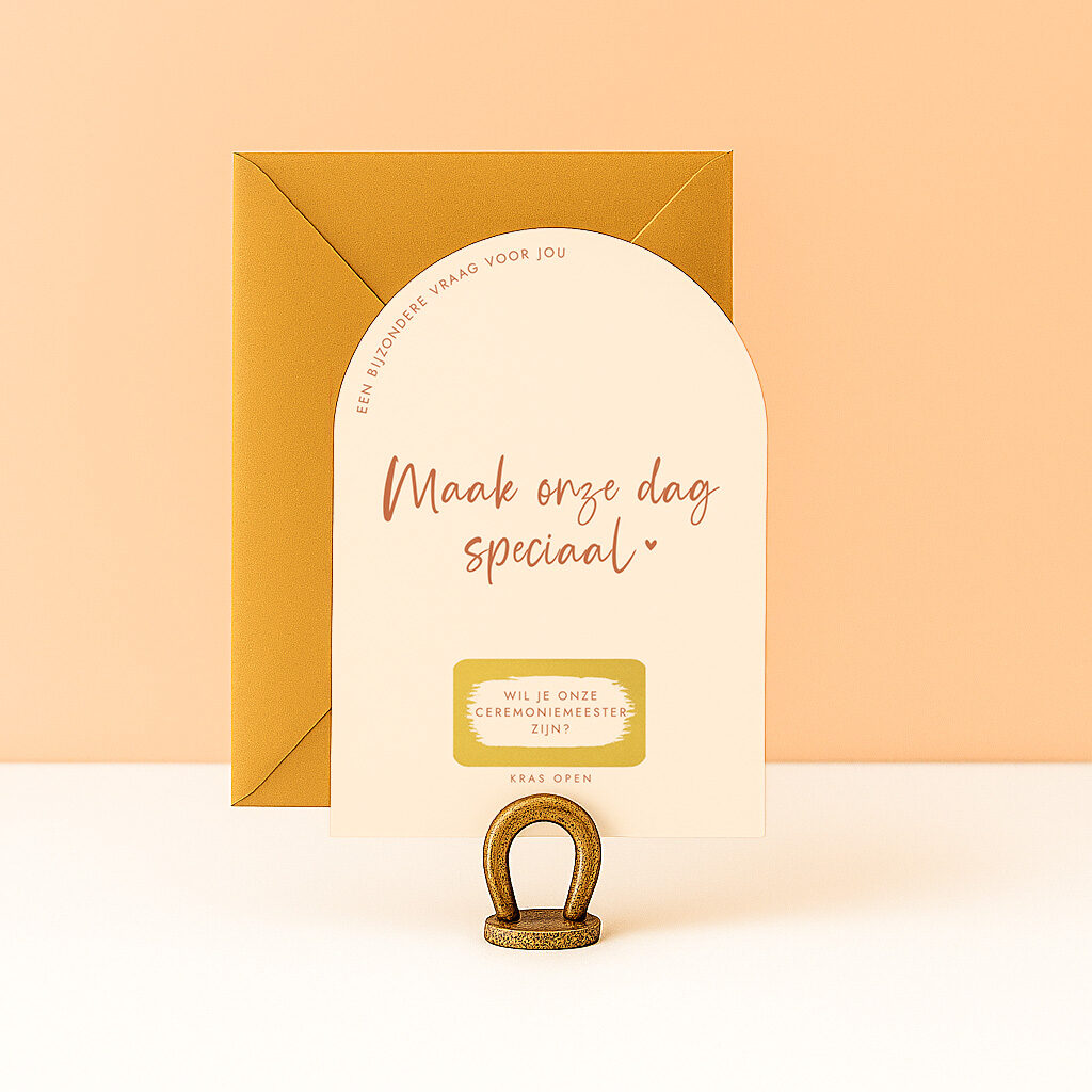 KR-26 Ideefabriek kraskaart maak onze dag speciaal ceremoniemeester vragen wil je onze ceremoniemeester zijn bruiloft