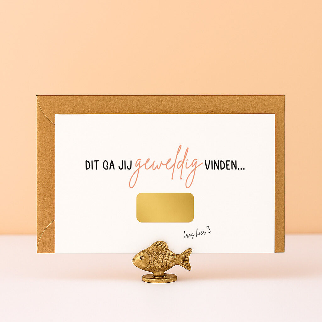 KR-7 Ideefabriek kraskaart ga je geweldig vinden zwangerschapsaankondiging tegoedbon cadeaubon origineel krassen kaart