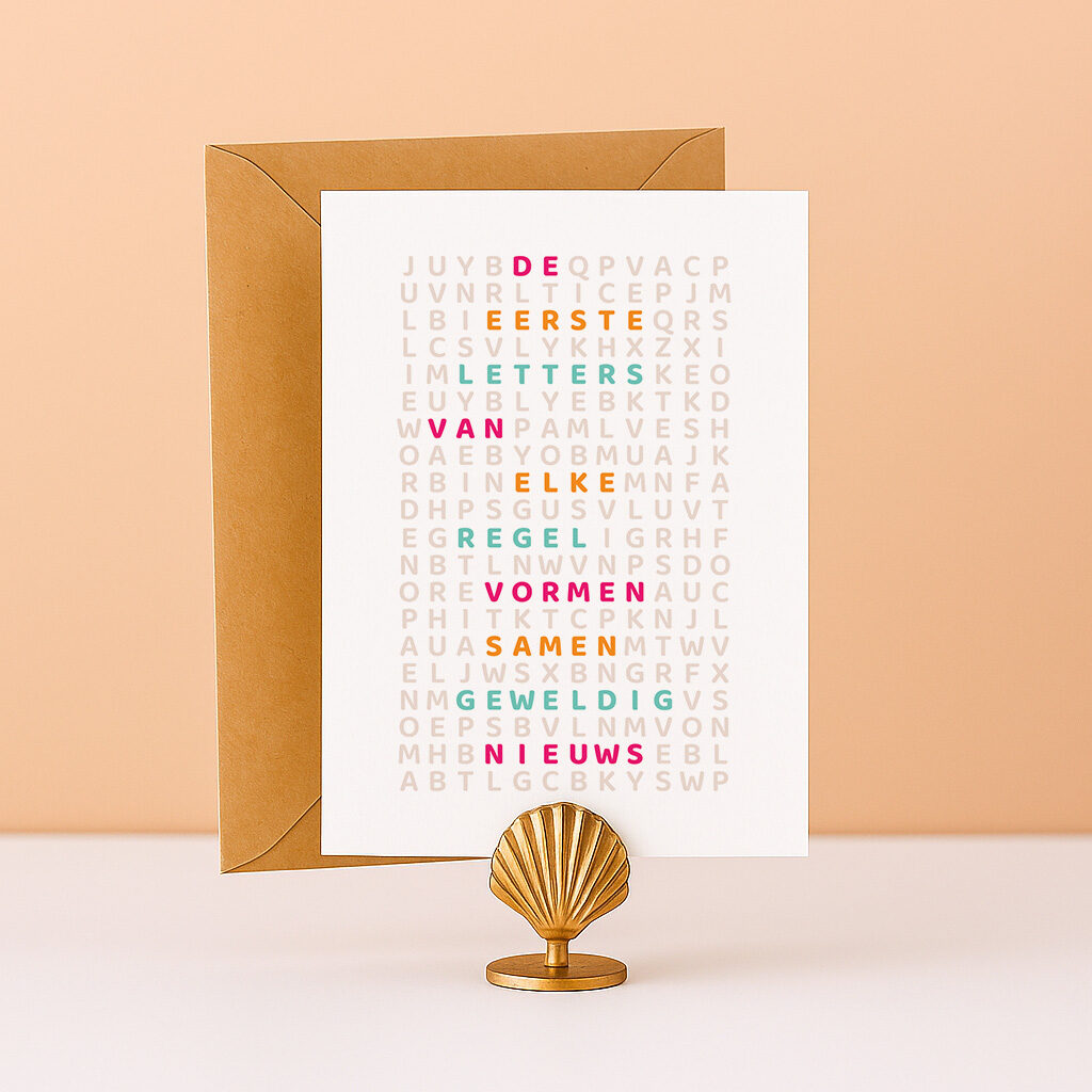 LK-2 Ideefabriek letterkaart zwanger zwangerschapsaankondiging jullie worden opa en oma kaart onthulling