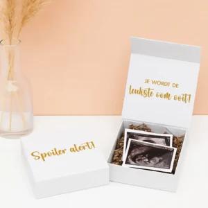 CB-29 Ideefabriek cadeaubox S je wordt de leukste oom ooit zwanger zwangerschapsaankondiging broer echofoto V2