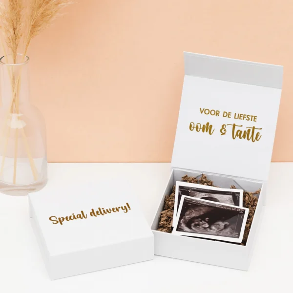 CB-30 Ideefabriek cadeaubox zwanger zwangerschapsaankondiging broer zus jullie worden oom en tante echo V2