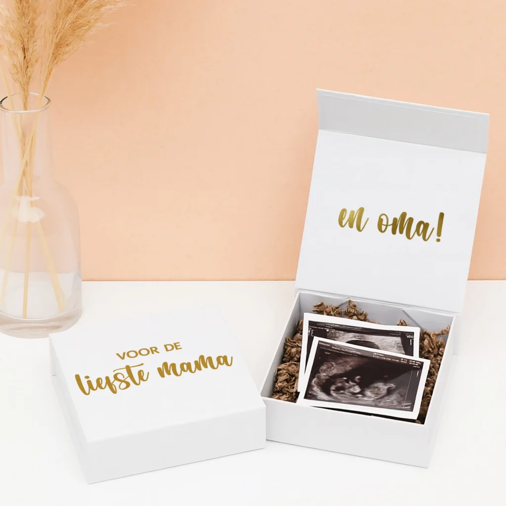 CB-32 Ideefabriek zwanger zwangerschapsaankondiging cadeaubox voor de liefste mama oma moeder ouders echo V2