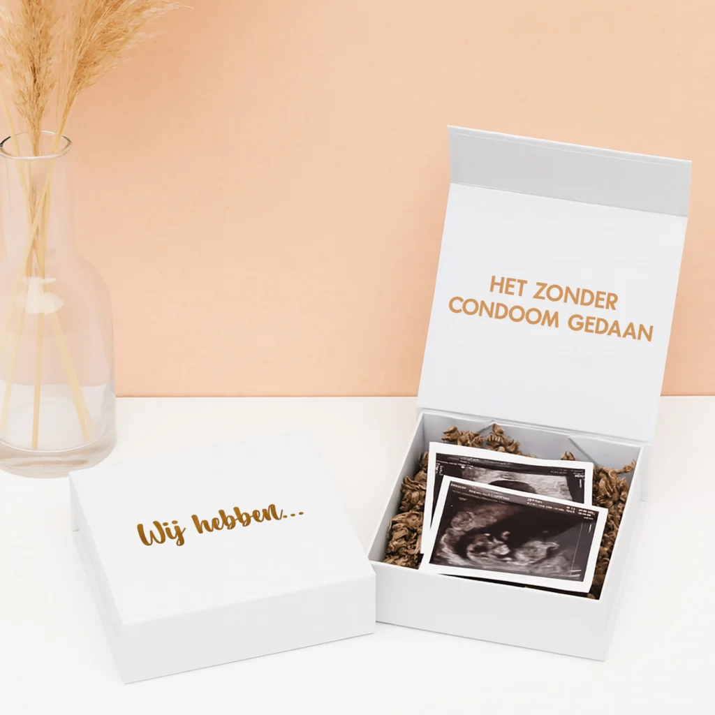 CB-35 Ideefabriek cadeaubox zwanger zwangerschapsaankondiging zonder condoom gedaan grappige aankondiging echo V2