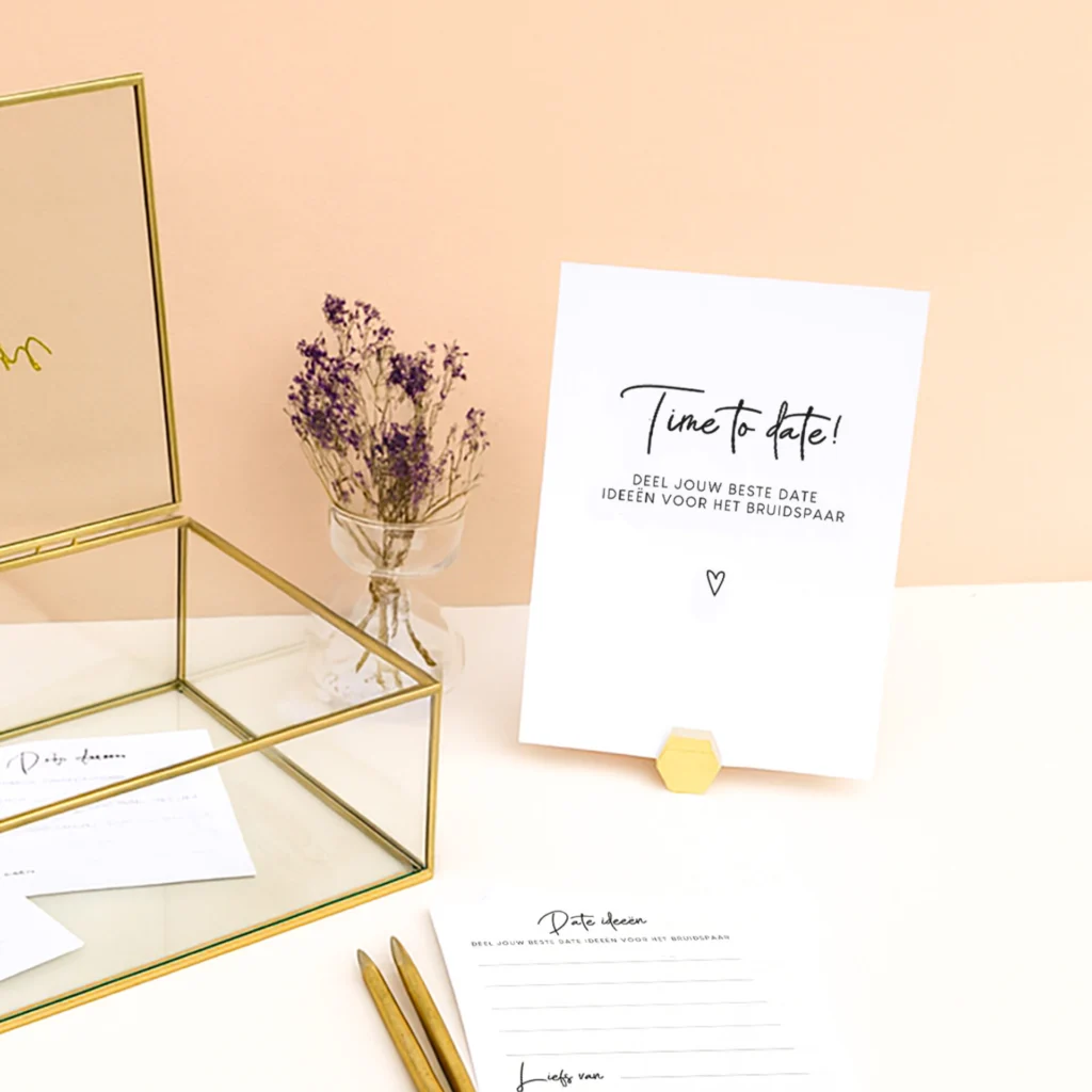 IN-4 Ideefabriek date ideeën uitlegkaart gastenboek bruiloft bruidspaar origineel