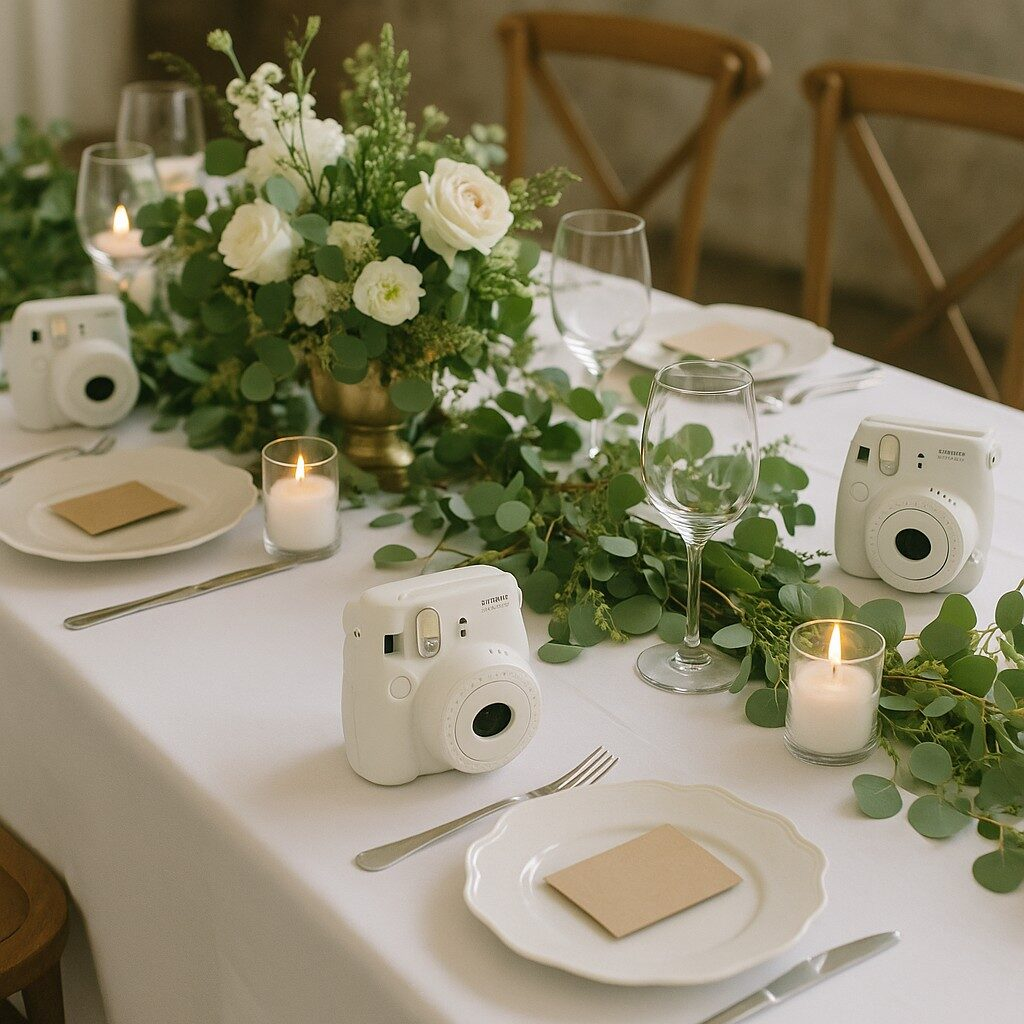 Ideefabriek bruiloft decoratie eettafel polaroidcamera alternatief photobooth bruiloft