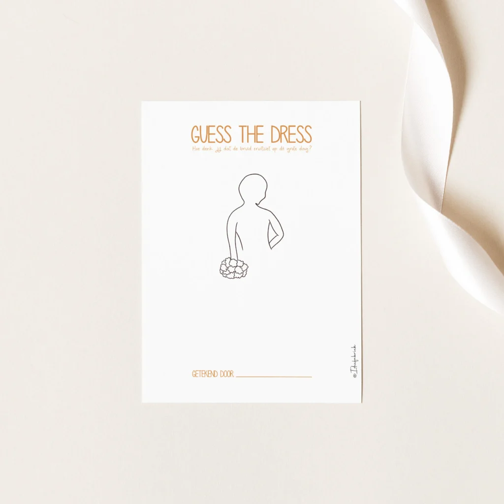 Ideefabriek guess the dress trouwjurk raden tekenen printable