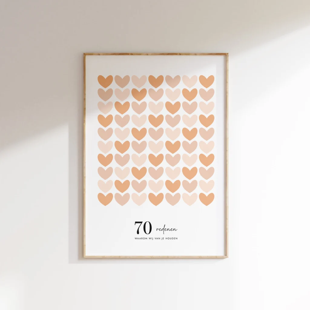 Invulposter Verjaardag - 70 redenen waarom we van je houden - Ideefabriek - Beige