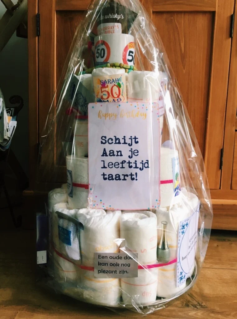 luiertaart 50 jaar cadeau Sarah