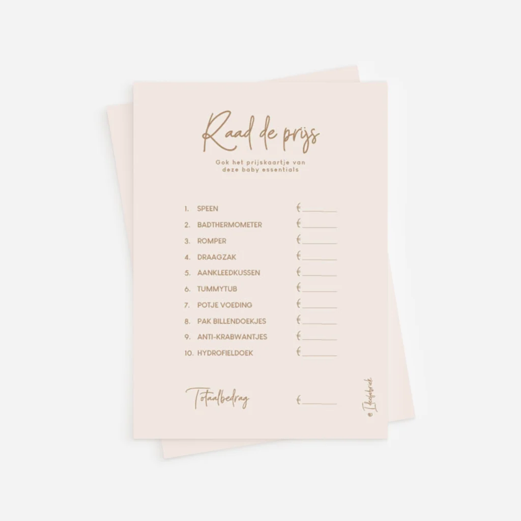 Printable Ideefabriek - Raad de prijs - Babyshower babyshowerspelletje