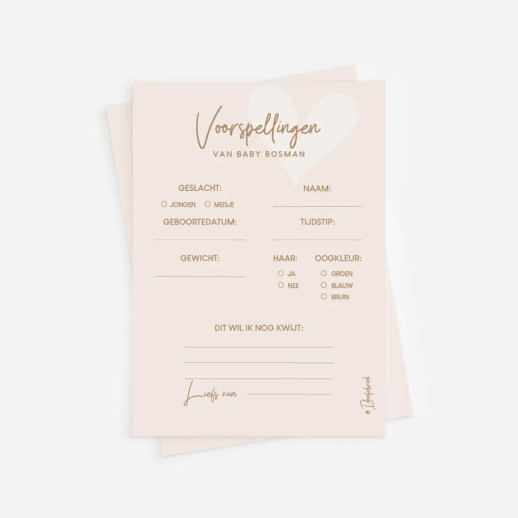 Printable Ideefabriek babyvoorspellingen baby babyshower voorspelling