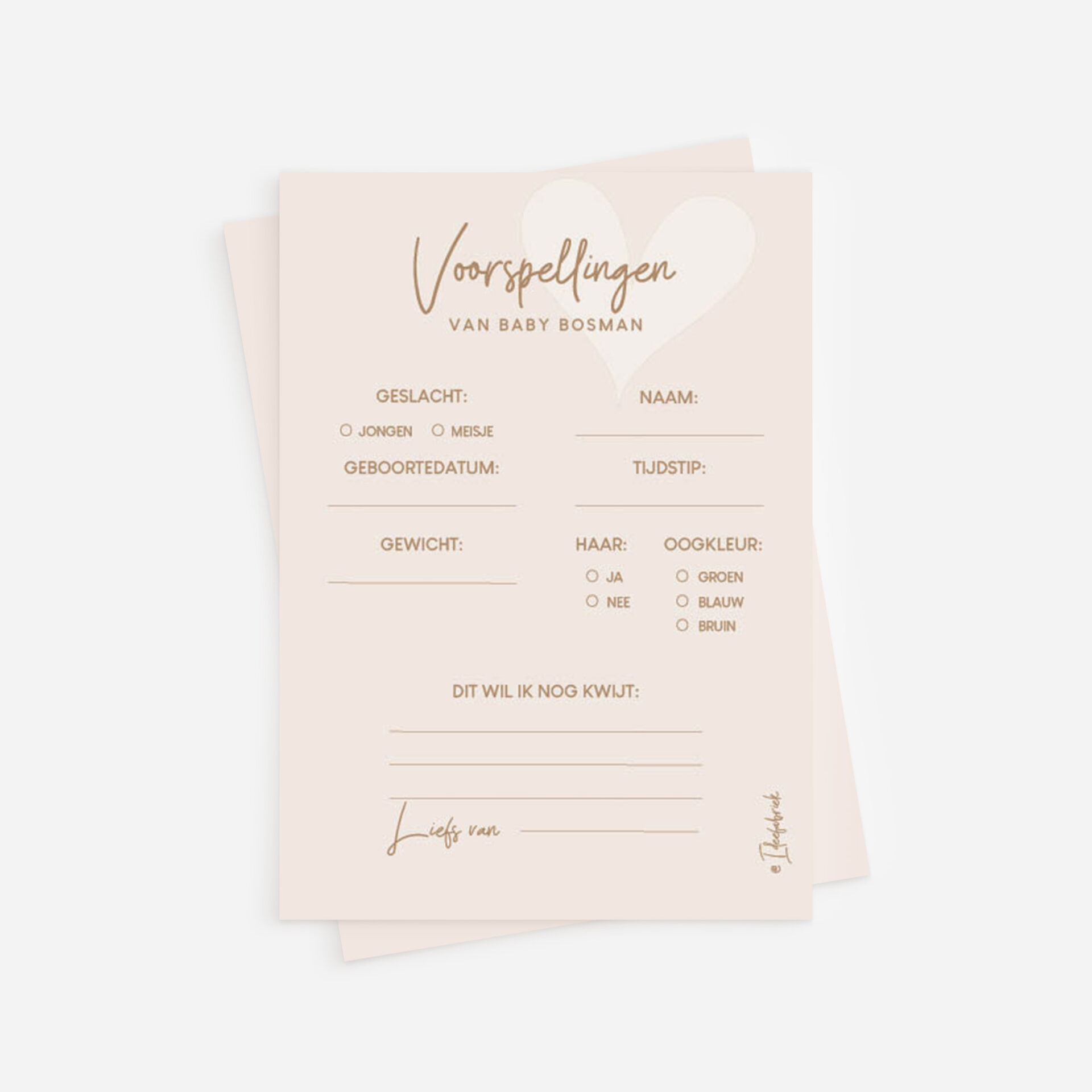 Printable Ideefabriek babyvoorspellingen baby babyshower voorspelling