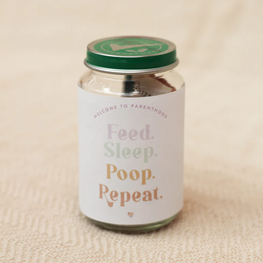 Printable Ideefabriek geld kraamcadeau feed sleep poop repeat