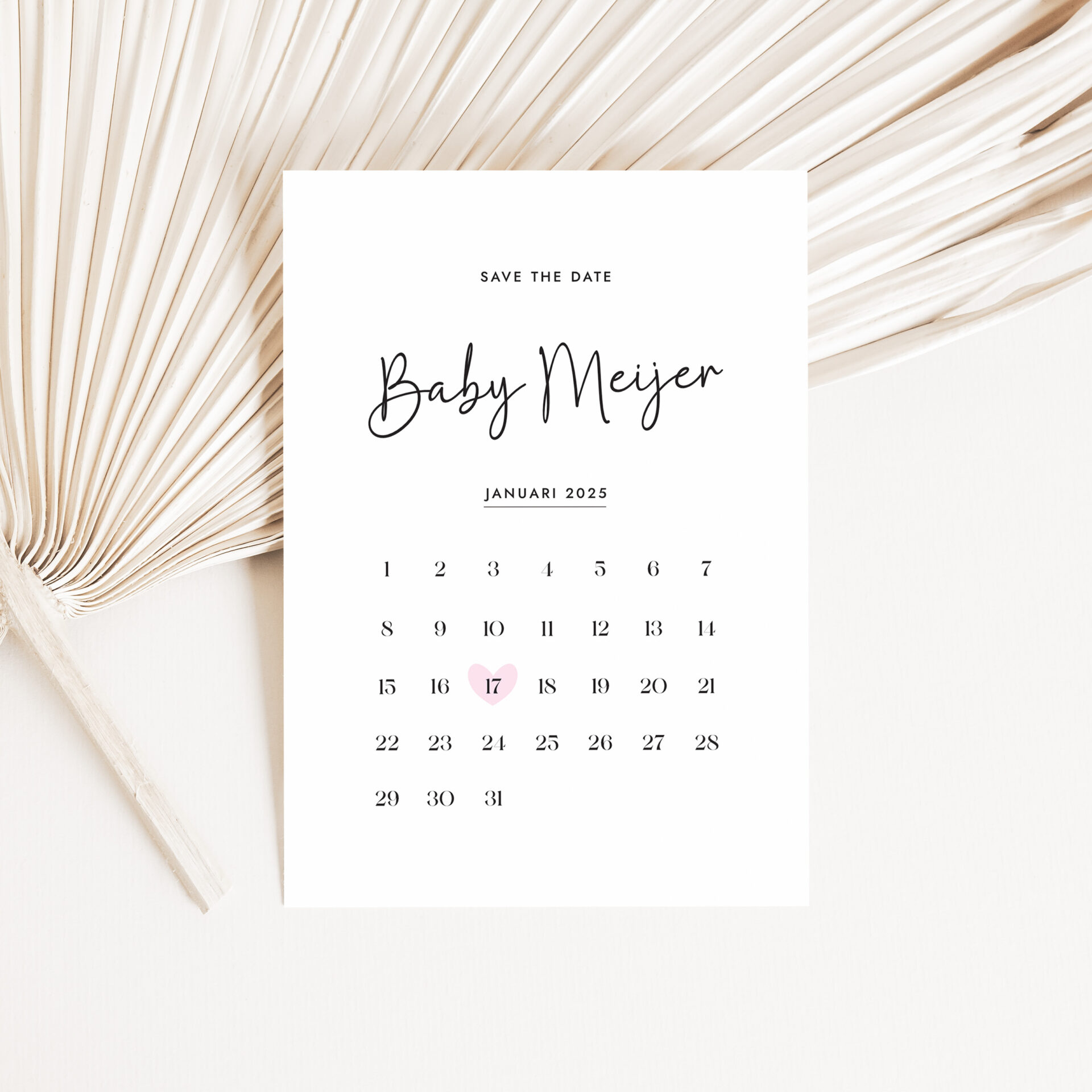 Uitgerekende datum - Printable A6 - Ideefabriek - Save the date - zwangerschapsaankondiging