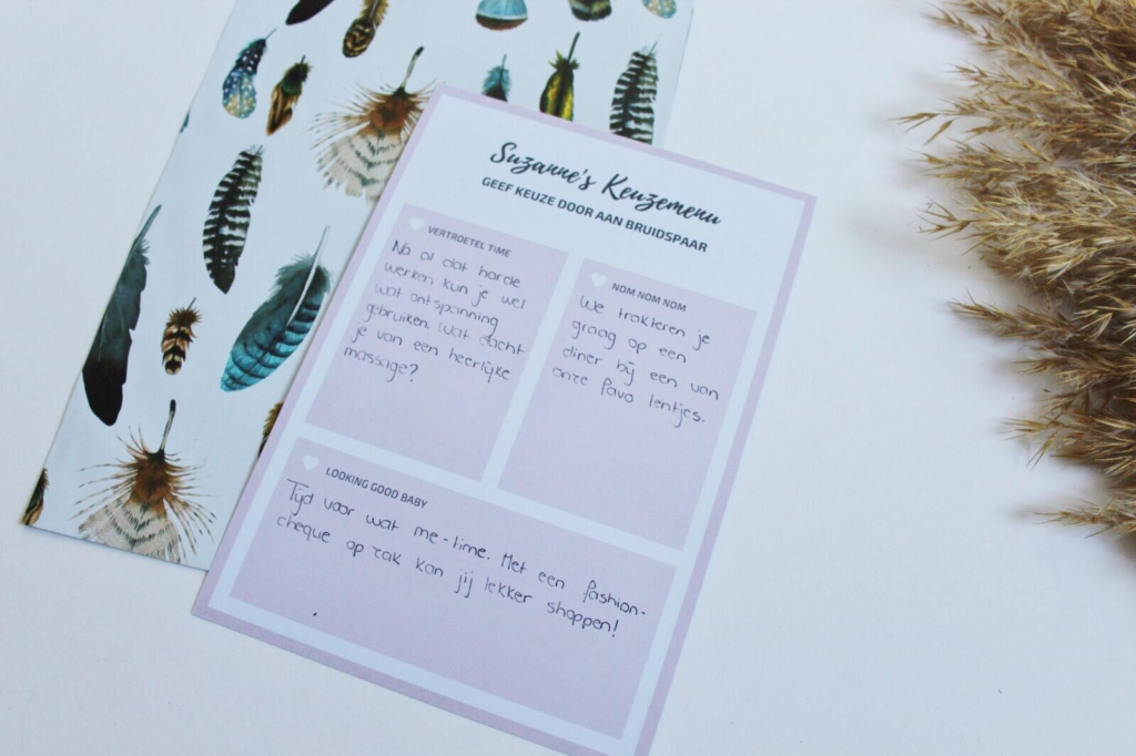 cadeau ceremoniemeesters ideefabriek keuzemenu origineel bruiloft