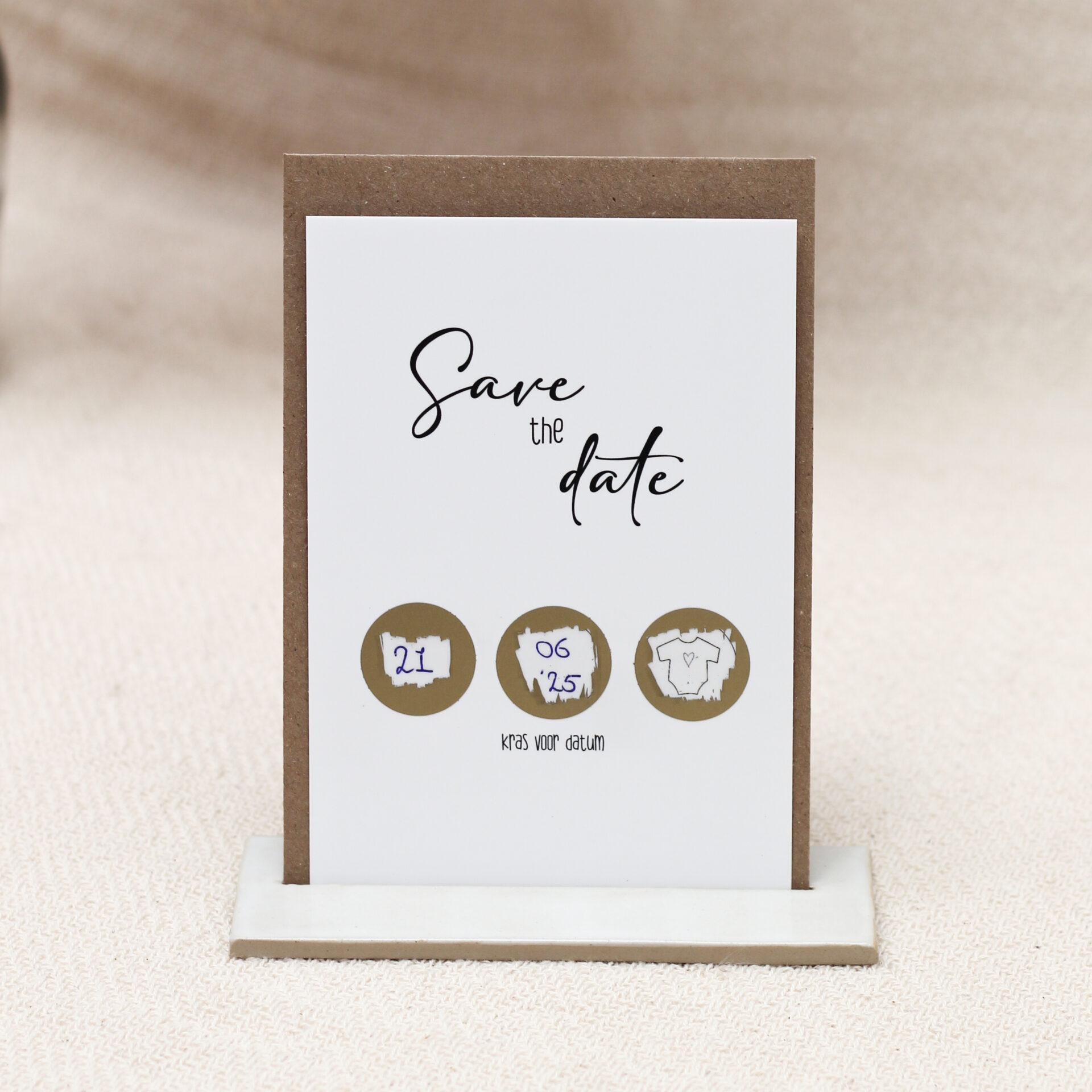 Ideefabriek kraskaart - save the date - zwangerschapsaankondiging uitgerekende datum