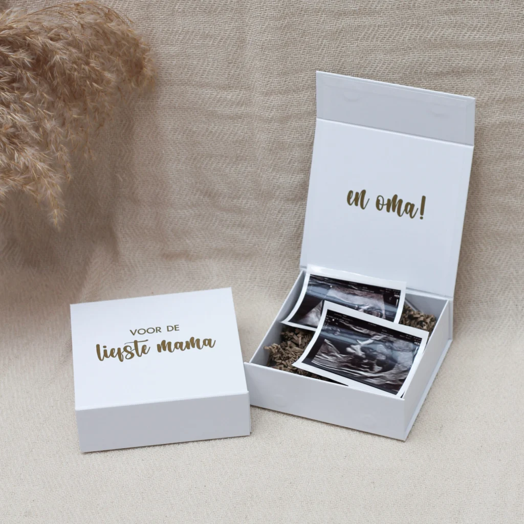 Voor de liefste mama en oma cadeaubox S Ideefabriek giftbox zwangerschapsaankondiging ik ben zwanger echo