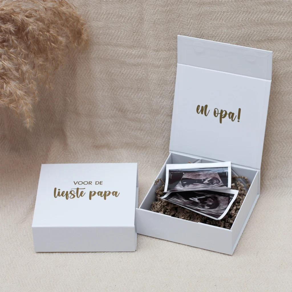Voor de liefste papa en opa cadeaubox S Ideefabriek giftbox zwangerschapsaankondiging ik ben zwanger echo