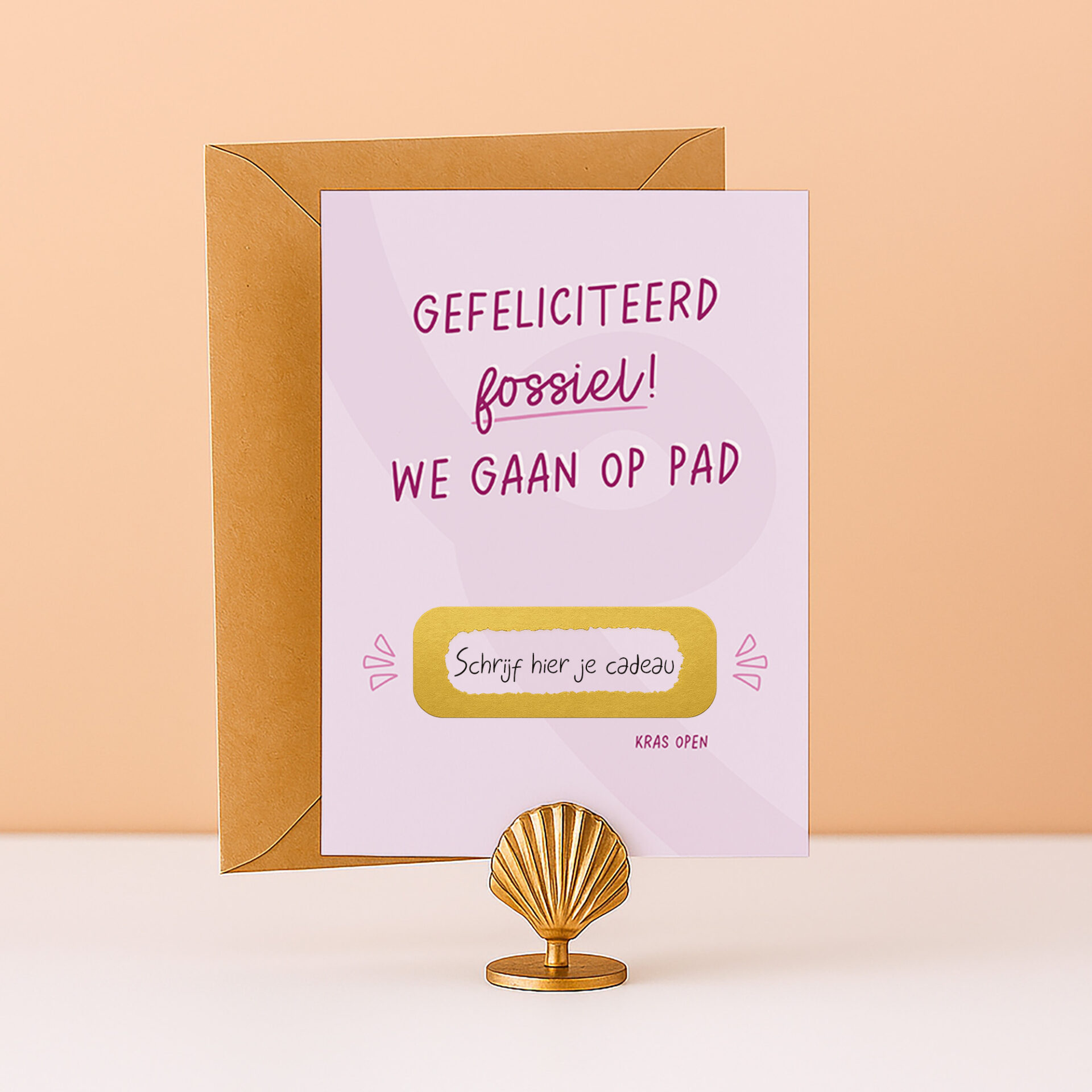 KR-27 Kraskaart fossiel we gaan op pad verjaardagskaart tegoedbon cadeaubon ervaring cadeau grappige kaart verrassing