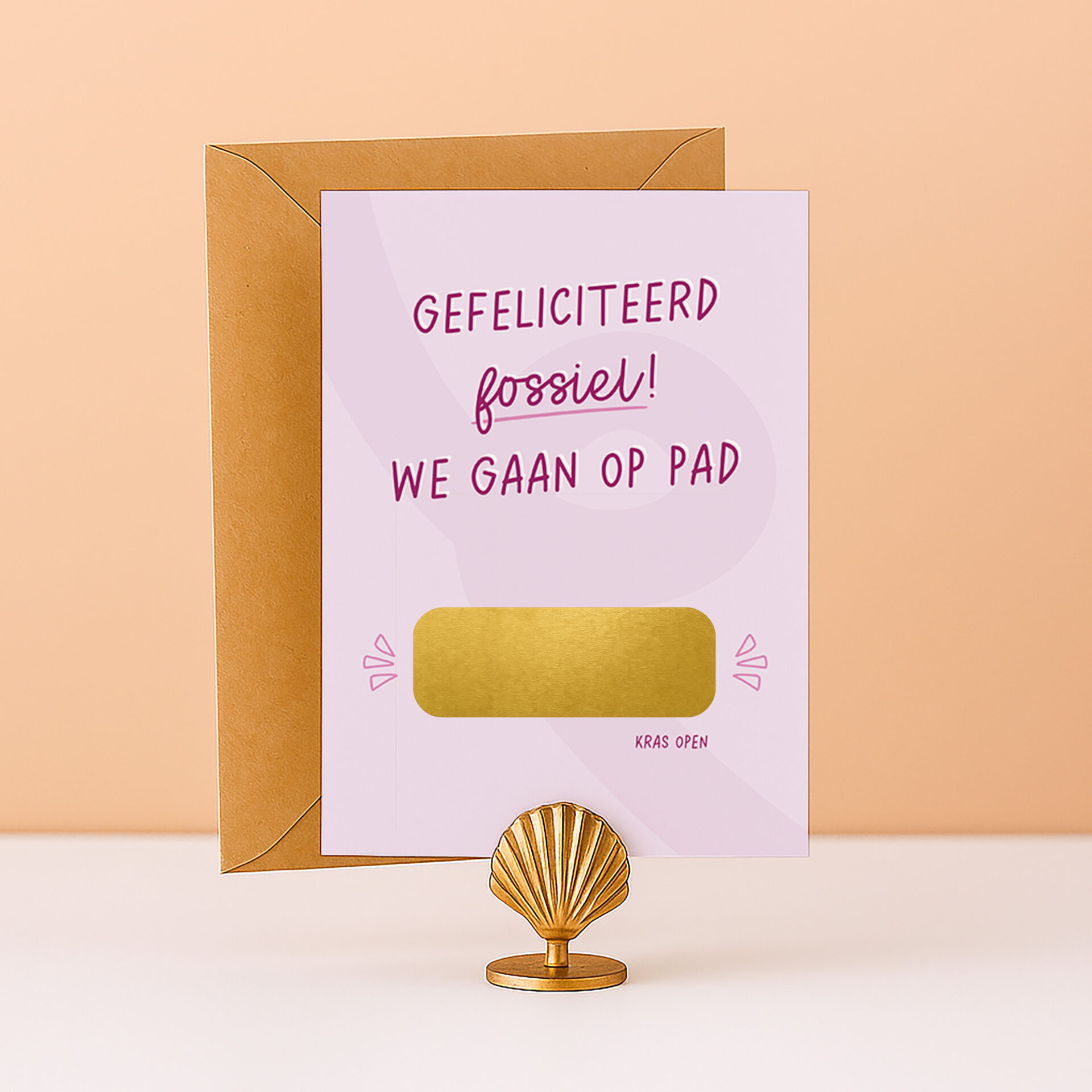 KR-27 Kraskaart fossiel we gaan op pad verjaardagskaart tegoedbon cadeaubon ervaring cadeau grappige kaart