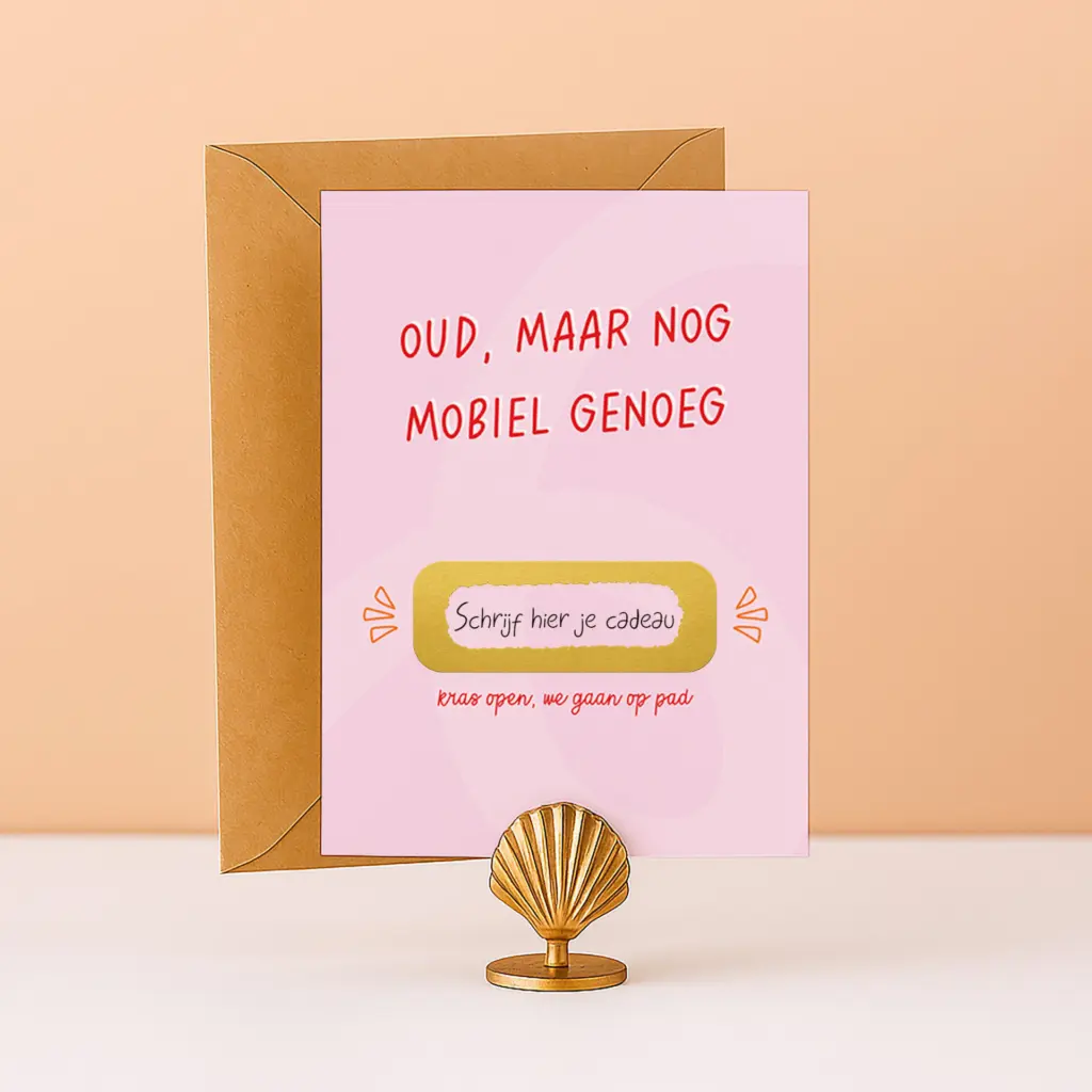 KR-30 Oud maar nog mobiel genoeg kraskaart kaart tegoedbon cadeaubon ervaring cadeau doe cadeau