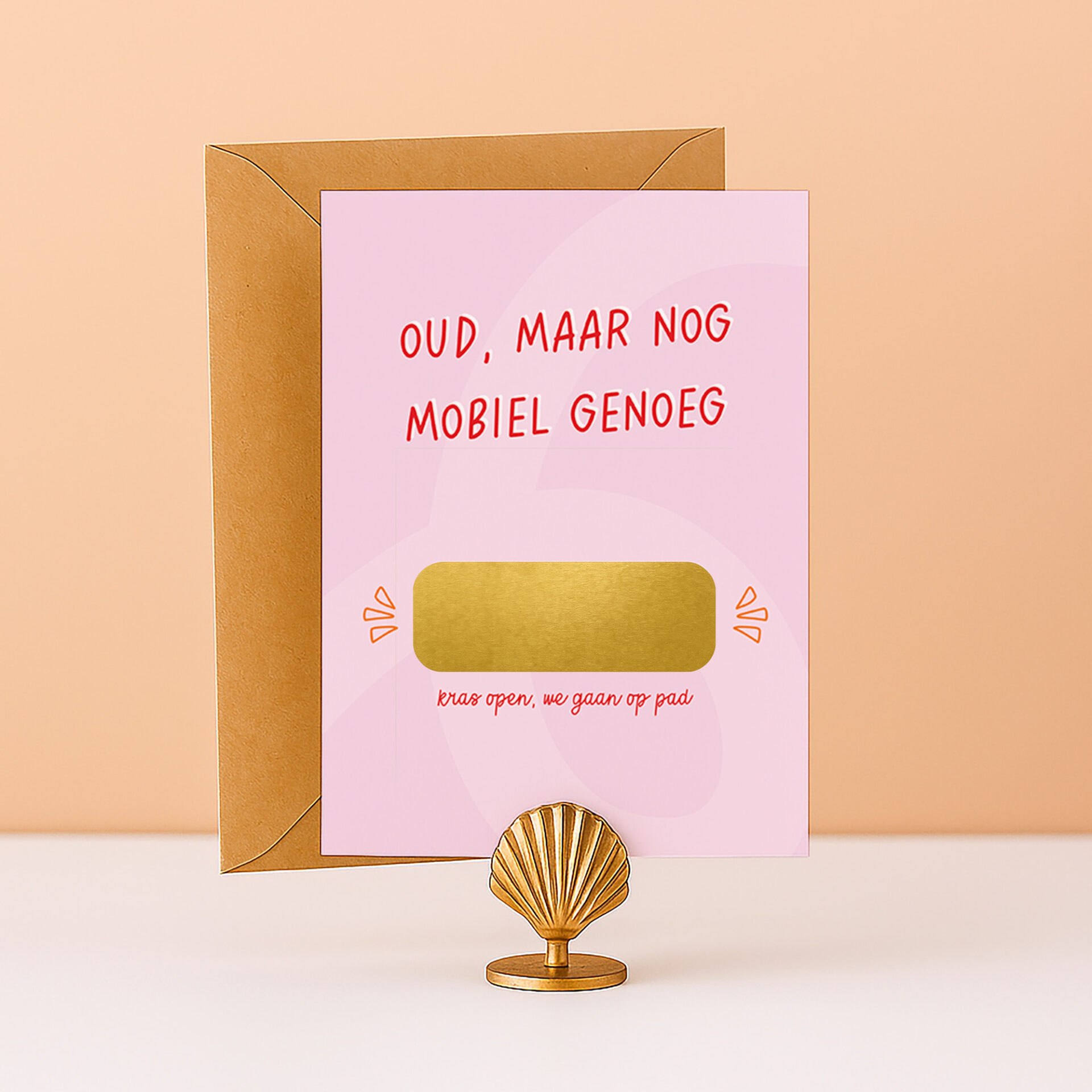 KR-30 Oud maar nog mobiel genoeg kraskaart kaart tegoedbon cadeaubon ervaring cadeau doe cadeau origineel grappige kaart