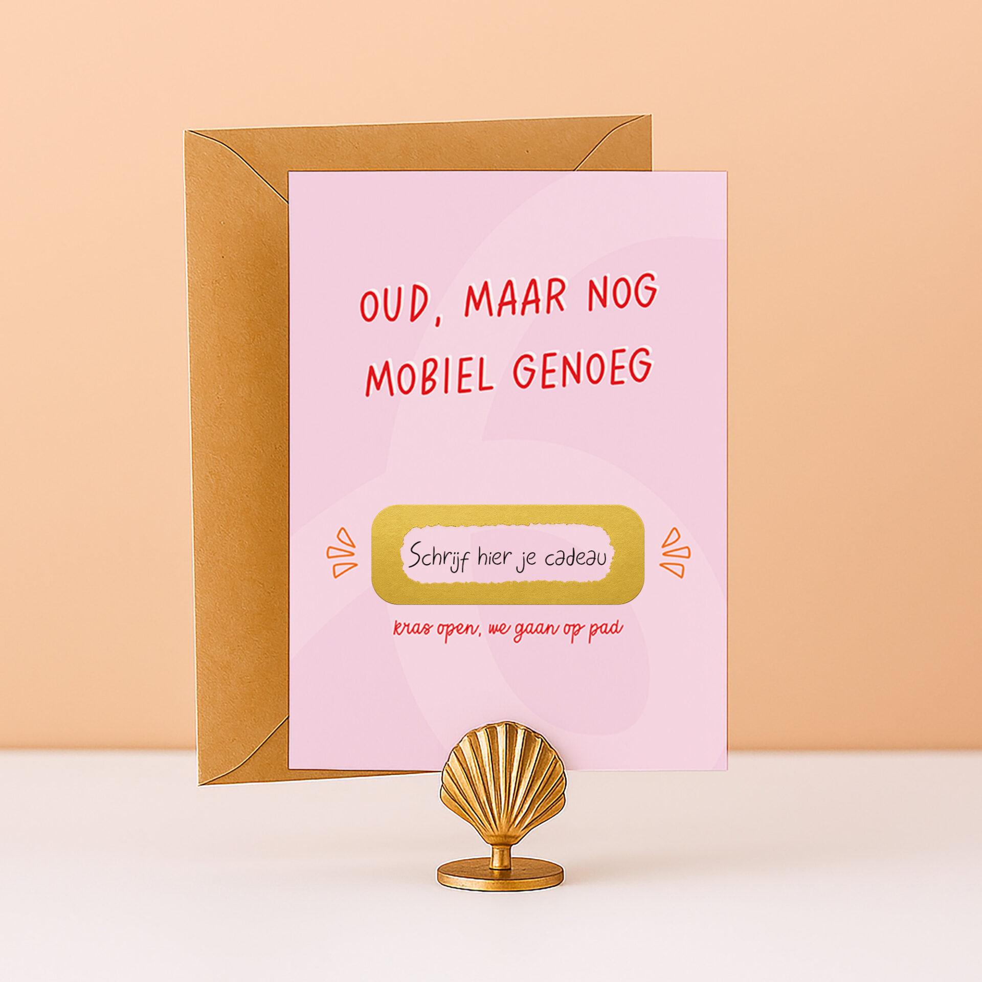 KR-30 Oud maar nog mobiel genoeg kraskaart kaart tegoedbon cadeaubon ervaring cadeau doe cadeau