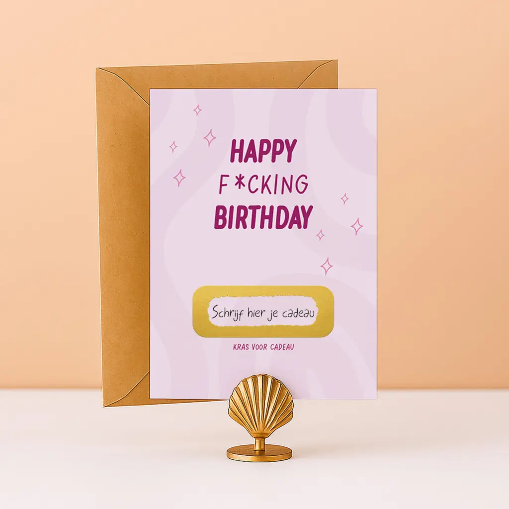 KR-33 Kraskaart happy fucking birthday grappige kaart tegoedbon verjaardagskaart cadeaubon ervaring cadeau voor hem voor haar giftcard