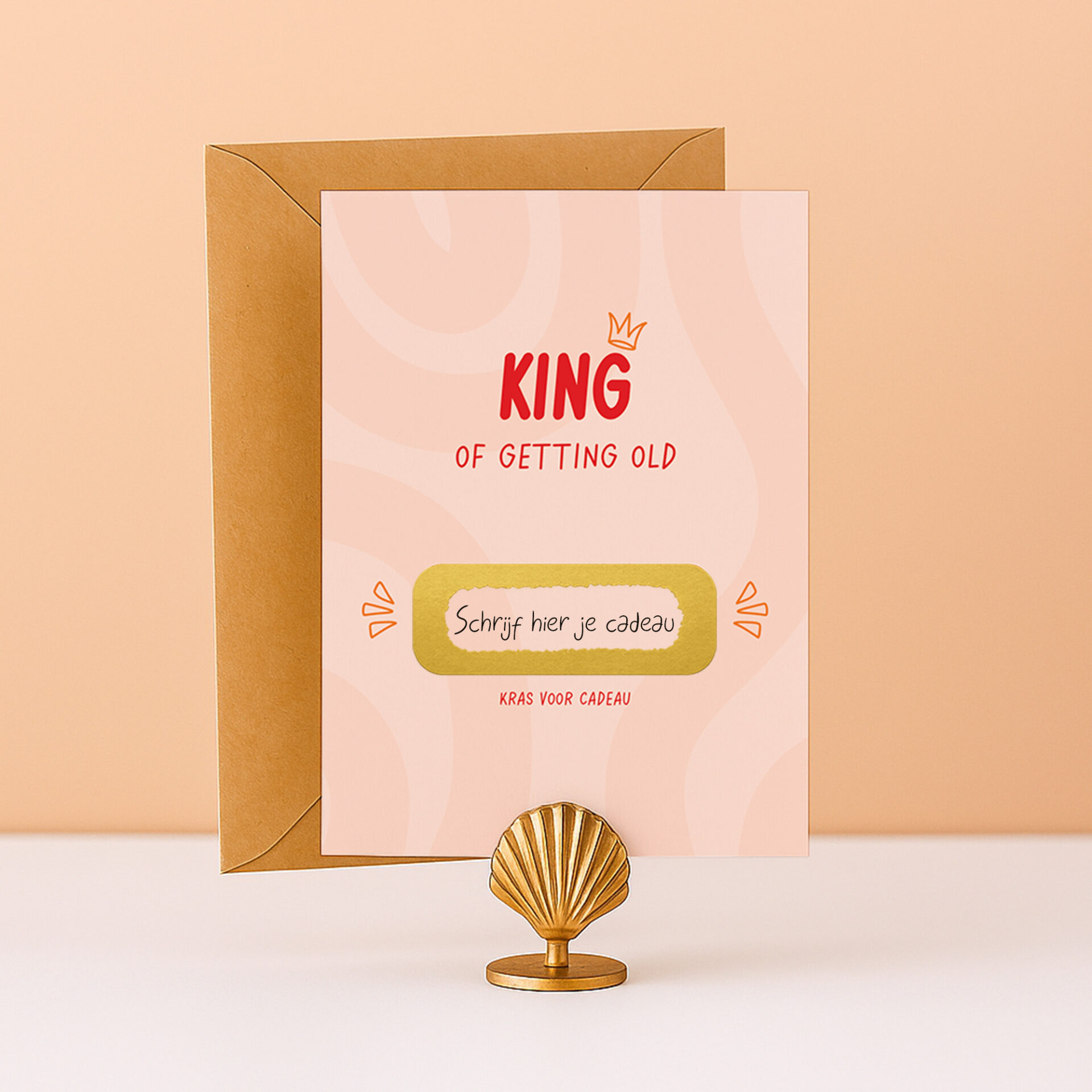 KR-34 Kraskaart King of getting old man grappige kaart cadeau tegoedbon cadeaubon ervaring man voor hem