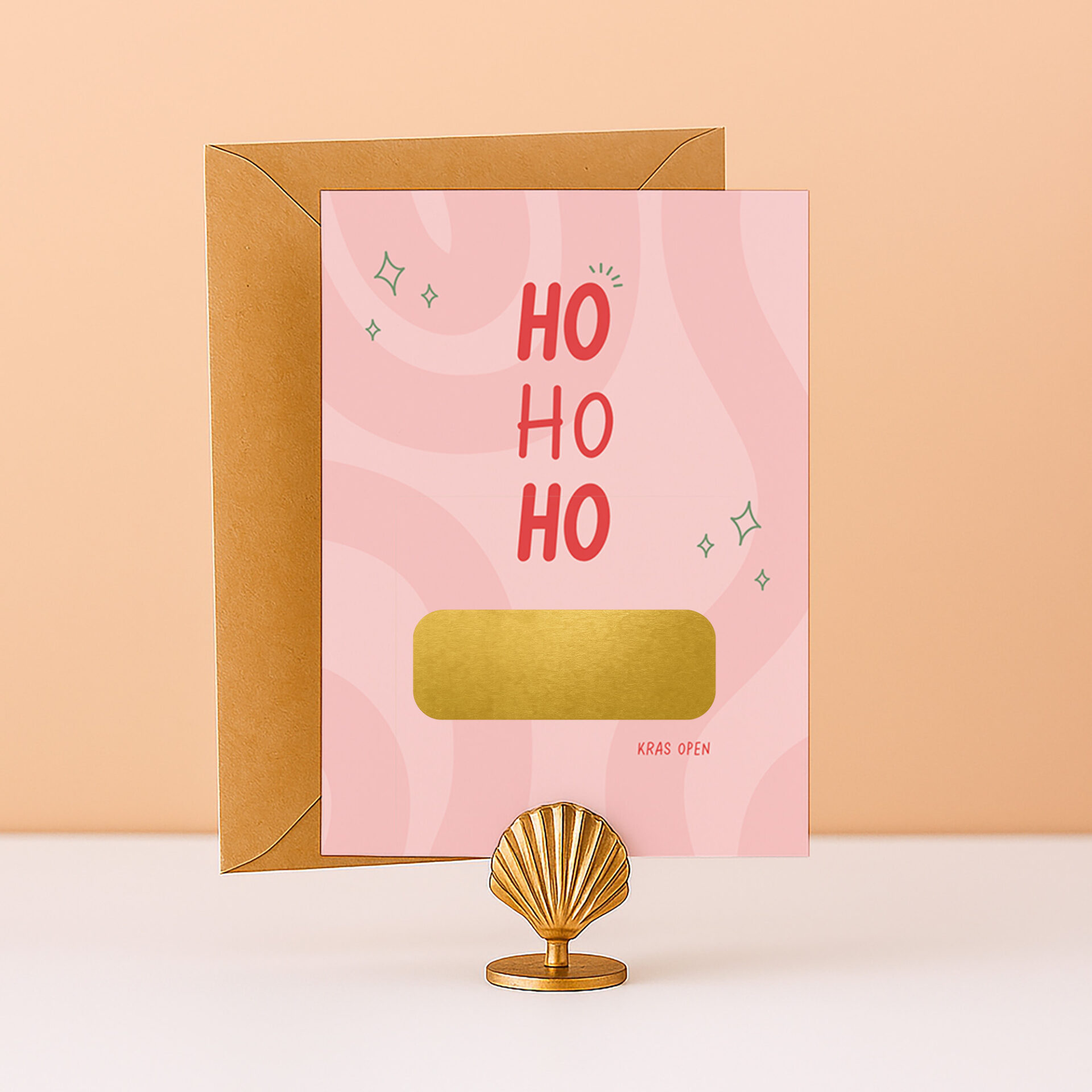 KR-40 Zwangerschapsaankondiging kerst baby aankondiging kraskaart ho ho ho ik ben preggo kerstmis zwanger baby ideefabriek kerstkaart grappig leuk origineel familie zwangerschap aankondigen