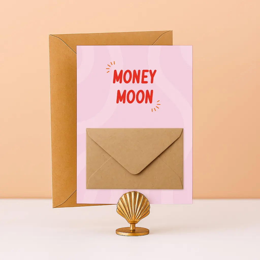 OK-22 Geldkaart origineel huwelijkscadeau envelop bruiloft geld geven grappig money moon bruidspaar